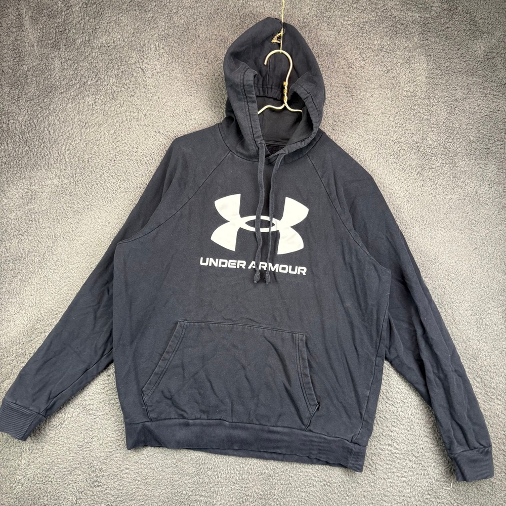 Under Armour Mens Rival Fleece Big Logo Hoodie Black Medium 1357093